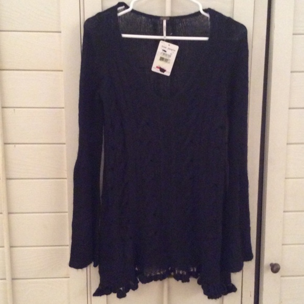 NWT Free People Waterfall Black Sweater - Picture 8 of 8